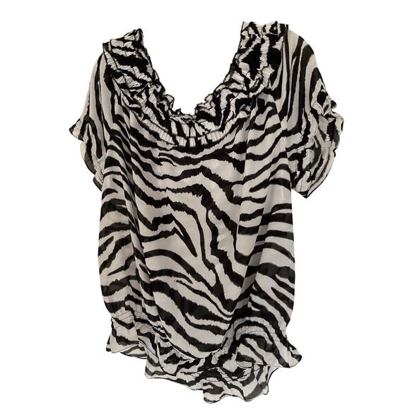 New Allison Taylor Zebra Print Semi Sheer XL Top - Picture 6 of 6